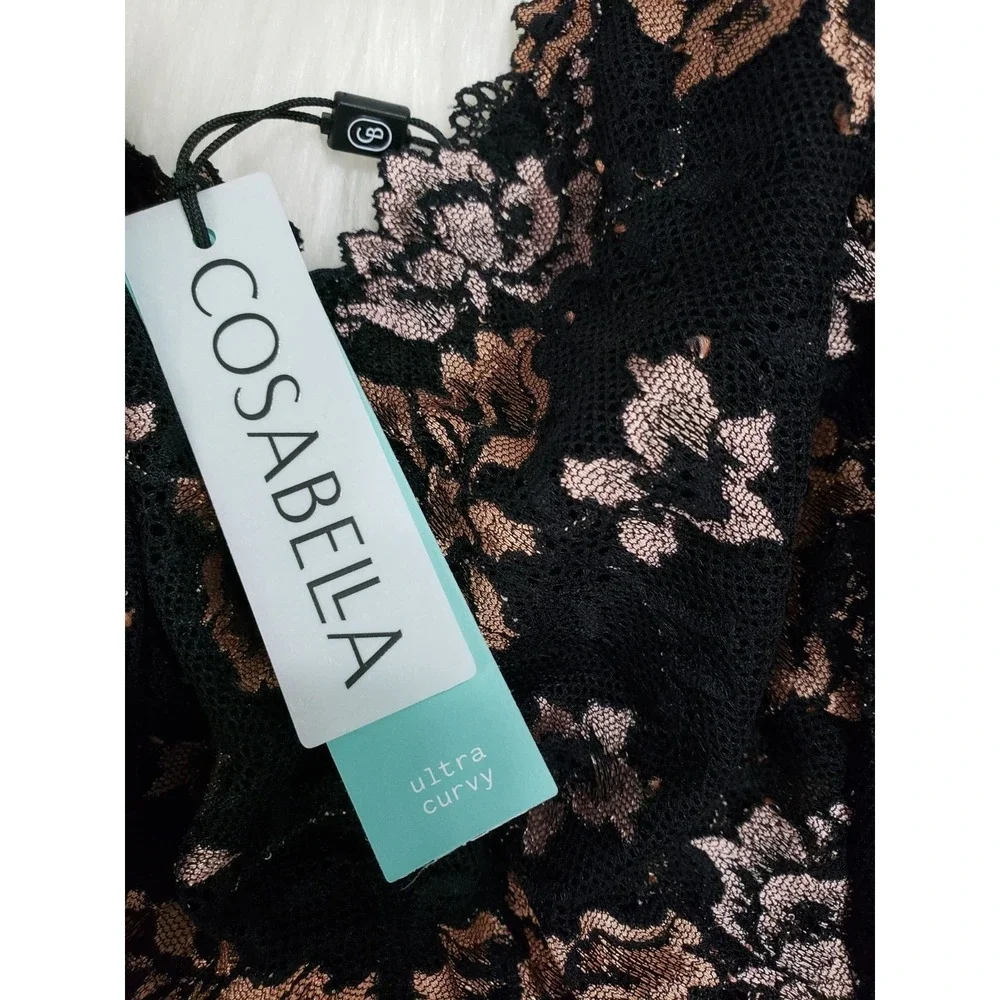 NEW Cosabella Savona Curvy Longline Bralette Black ultra curvy black lace floral